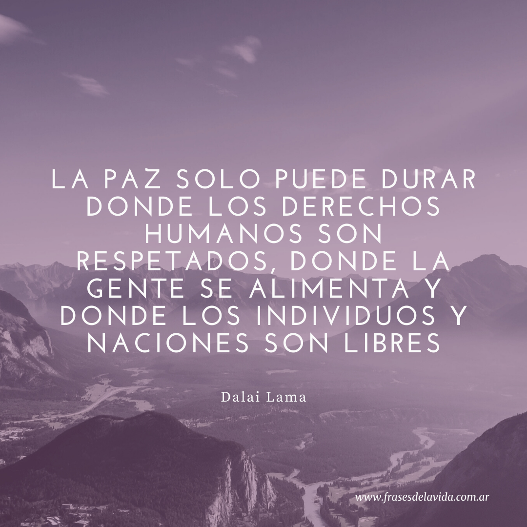 La paz solo puede durar donde los derechos humanos son respetados, donde la  gente se alimenta y donde los individuos y naciones son libres. - Frases de  la vida